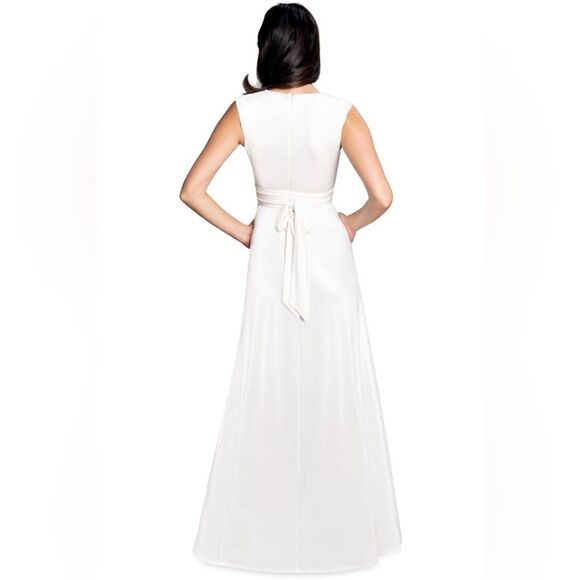 Dress the Population Krista Plunge Neck Side Slit Gown, Ivory, NWT, Size XXL - Picture 2 of 13